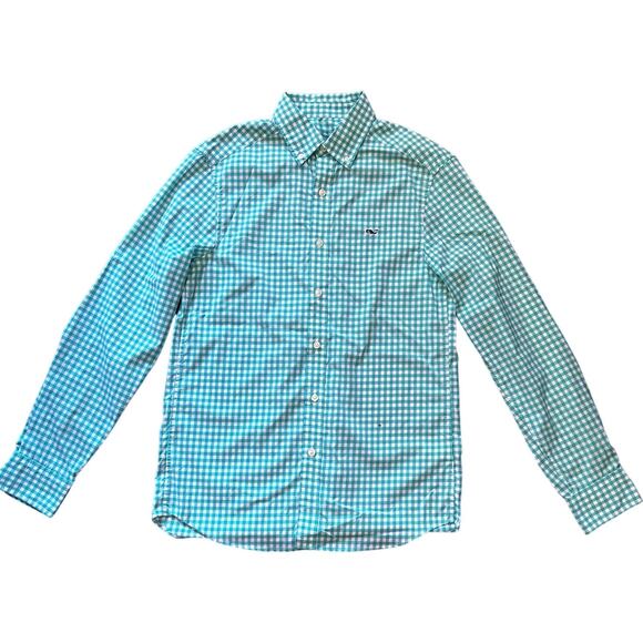 Vineyard Vines Men's Classic Fit Whale Green Gingham Button Down Shirt Size XS - Picture 1 of 5